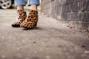 Blue jeans and leopard print ankle boots