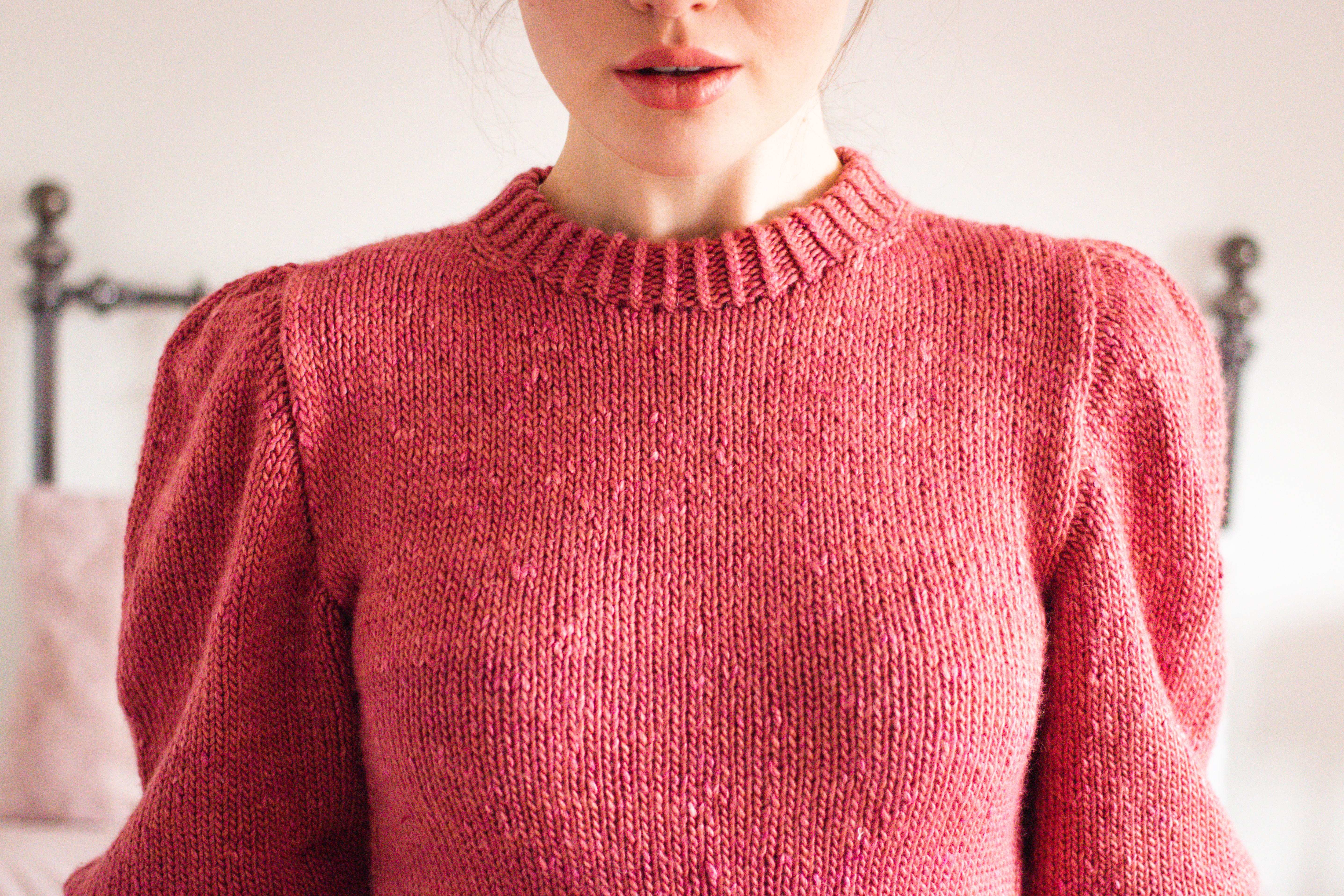 hand knit puff sleeve sweater